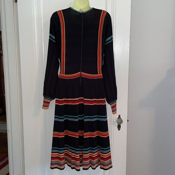 Amazing 70s Vtg Roncelli knit multi colored striped sweater dress - Picture 10 of 12